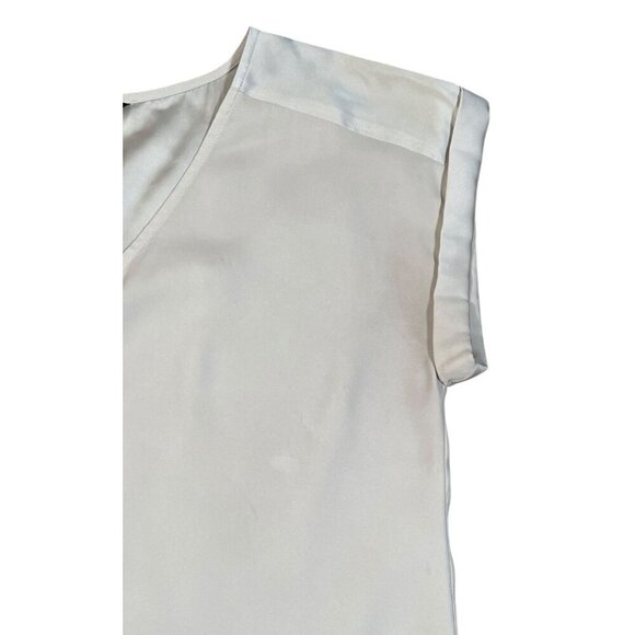 Express Beige Satin V-Neck Zippered Cuffed Sleeve Blouse SIZE-MEDIUM - Picture 7 of 7